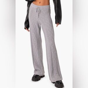 Cozy Gray Cable Knit Pants